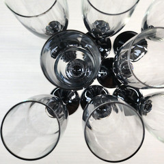 8 Luminarc Domino Signature Black Fluted Champagne Glass Set Cristal France Lot