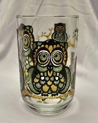1 MCM Owl Family In A Tree Design Glassware By Libbey 4 1/2″