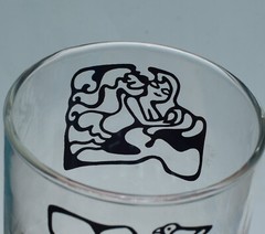 5 VTG 1970’S LIBBEY KNOB HILL CARTOON SILHOUETTE BUMPY BOTTOM COMIC ROCKS GLASS