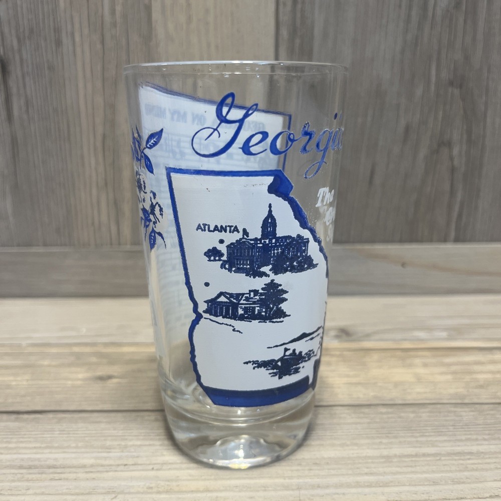 Vintage Hazel Atlas Souvenir State Song Glasses – 5” Tall – Georgia