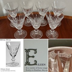 Set of 7 Vintage WATERFORD CRYSTAL Eileen 5 oz White Wine Glasses IRELAND