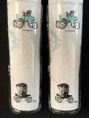 2 Vintage 1950’s Antique Cars Aqua, Black & White Tom Collins Glasses, 16 oz