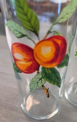 4 Vintage West Virginia Glass Company Fruit Glass Tumblers Gold Trim 6.75″ X 2.5