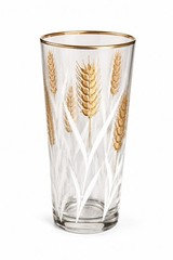 Libbey Vintage Wheat Pattern Drinking Glass Gold Rim Tumbler Mid Century Modern