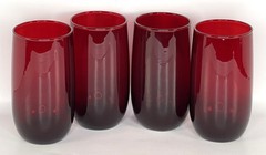 VTG Anchor Hocking Royal Ruby Red Tumblers Set of 4 12oz Glasses 5″ Tall MCM