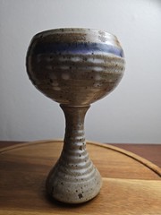 Studio Art Pottery Artisan Turned Ceramic Wine Goblet