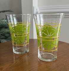 Vintage Libbey Lime and Lemon MCM Glasses 5.5 Inches Tall, Set Of 2