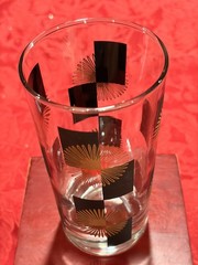 Classic MCM Atomic Starburst Glasses Black Gold Checkerboard 8pc Set Ex Cond