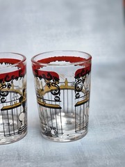 Vintage Hazel Atlas Double Shot Gay 90’S Bar Glasses Set Of 5 Mid Century Modern
