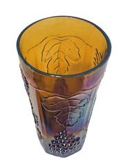 Indiana Glass 12 Ounces Carnival Glass Marigold Amber Harvest Grape Tumbler 6″