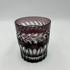 Crystal Whiskey Tumbler Cut To Clear Burgundy