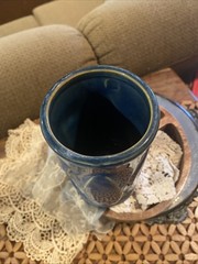 Vintage 60s-70s Libbey Tiki Tumbler 7″ Heavy Ceramic Glazed Blue Boho *3 Avail