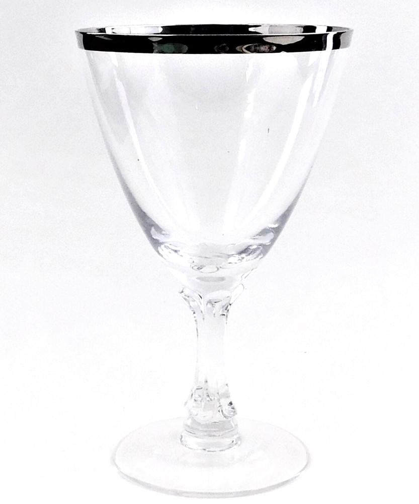 Fostoria Wedding Ring Claret Water Wine Glass Goblet Platinum Vintage USA