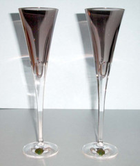 Waterford Crystal Shale Gray Champagne Toasting Flute Pair W Collection 11″H New
