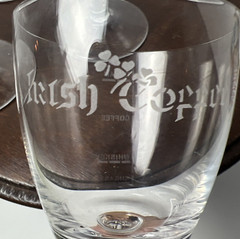 Set of 6 Irish Coffee Glasses Goblets Shamrock Clear Stemmed Recipe on Side