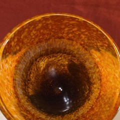 Pier 1 Tri-Color Mouth-Blown Wine Glasses 9 oz Orange White Black Set
