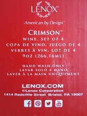 New Lenox Crimson Wine Glasses (Set of 4) 8 7/8″H Original Box