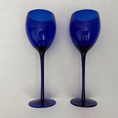 LIBBEY Cobalt Blue Wine Glasses Premiere Set Of 2 Tall Water Goblets 9”
