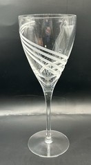 Lenox Crystal Windswept, Set of 4, Wine / Water Glasses, Etched Spirals, 8 1/2”