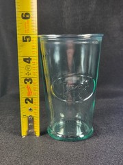 Vintage Italian Farmhouse Embossed Cow Glasses Set of 4 Aqua Green Made Italy
