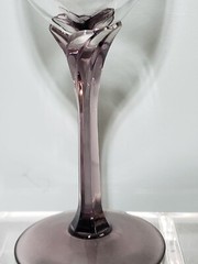 Set of 3 Libbey Domaine Amethyst Purple Tulip Stem 8″ Wine Glasses Goblets 12oz