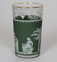 Wedgwood Jasperware – Jeanette – Hellenic Green Juice Glasses FIVE – 3 7/8” tall