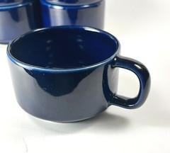 Vintage Pfaltzgraff Cups Mugs Bowls Cobalt Blue Ceramic 9 oz #100 Lot of 6
