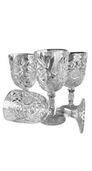 Libbey Hobstar 12oz Stemmed Water Or Wine Glass Goblets Set Of 4
