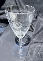 Heisey Pied Piper Etched Crystal Water Goblet Set of Six, 1 Has A Chip On Top