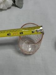 Set Of 2 MacBeth Evans Pink Depression Crystal Leaf Juice Tumbler Glasses 3.5” T