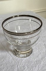 MCM Glass Silver Rim 9-piece Bar Drinkware Set Pitcher Highball & Footed Cups