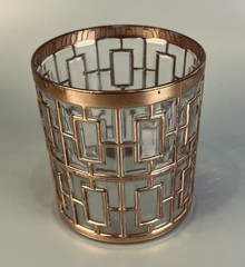 Imperial Glass Shoji Trellis 22K Gold 12oz. Double Old Fashion Glasses Set of 7