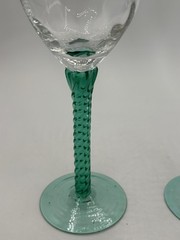 Vintage Green Stem Wine Glasses 8 oz. Set Of 3
