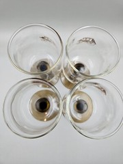 Vtg. Libby Two Toned Wine Goblets 4 Western Barware Gold Wells Fargo Stagecoach