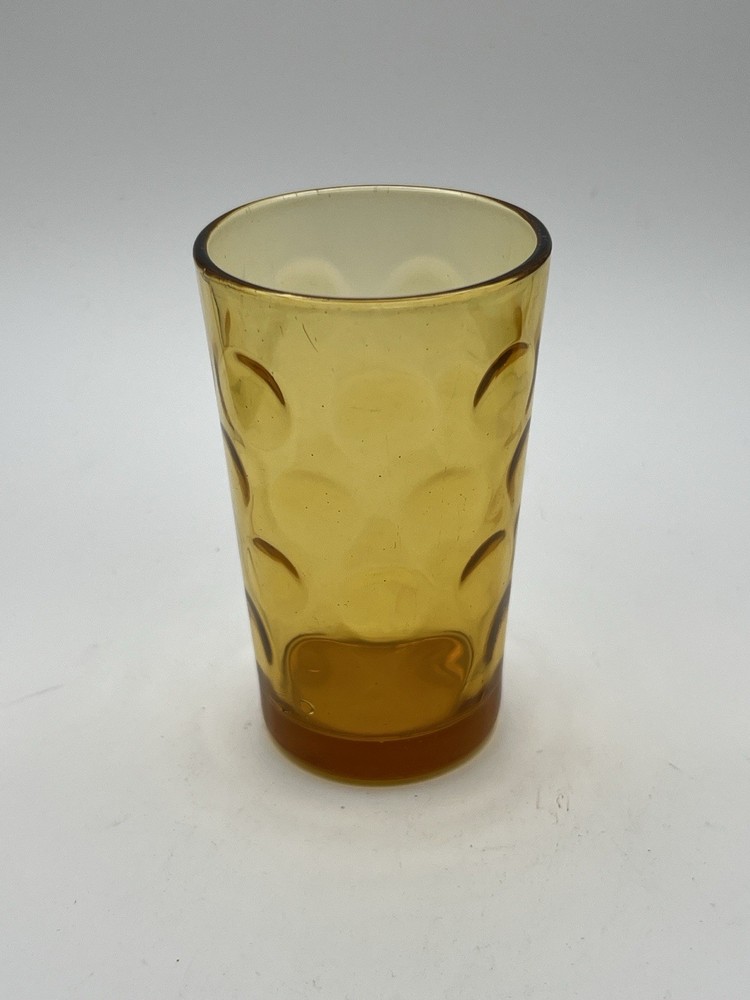 Vintage Hazel Atlas Amber El Dorado Optic Dot Coin Glass Tumbler 5″ Replacement