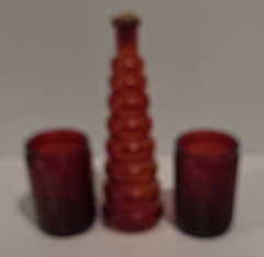 Red Swirl Round Glass Shot Glasses Set of 2 Two-Piece Glassware
