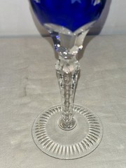 2 Vintage Nachtmann Bamberg Blue Cut to Clear Champagne Flutes Heavy 9”