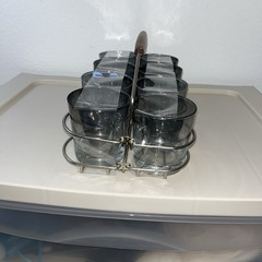 Mid Century Modern Silver Fade Rim 8 Glasses Rack Caddy Dorothy Thorpe
