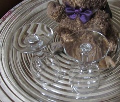 Crystal cordial glasses 3 1/2 » set of four excellent condition hexagonal stems