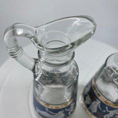 Cera Glass Cruet Set Etruscan Frieze Roman Greek Key MCM Vintage HTF