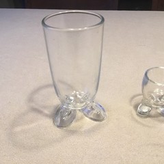 2 Vintage Footed Glasses Egg Cup- Drinking Glass 2.5”-6”.