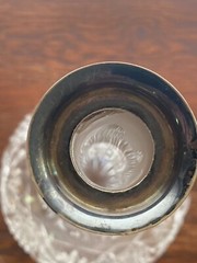 Set of 6 Vintage Optic Wine Glasses W/ Platinum Trim And Decanter