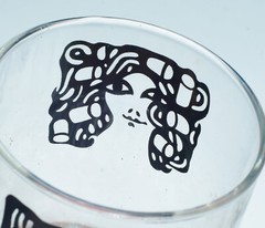 5 VTG 1970’S LIBBEY KNOB HILL CARTOON SILHOUETTE BUMPY BOTTOM COMIC ROCKS GLASS