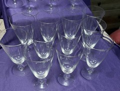 Fostoria Engagement Collection Crystal Water/Wine Glasses. Platinum Trim. 34 Pc