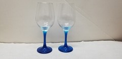 2 EPURE GLASS BLUE FADE WINE GOBLETS 8 1/4″
