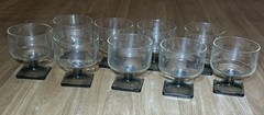 Vintage 9 MCM Federal Glass Nordic Midnight Smoked Gray Square Pedestal Base Set