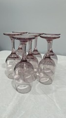 Libbey Mauve Light pink purple wine water glasses 8 Oz vintage 90s set of 7