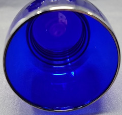 Vtg Set of 5 Imperial Glass Tumblers Shaeffer Cobalt with Platinum Rim