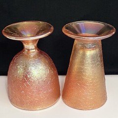 VINTAGE CARNIVAL GLASS / Marigold Crackle By JEANETTE / 2 Glasses / CIRCA 1930