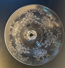 Vintage Heisey Diamond H Orchid Etch Sherbet Champagne Coupe Elegant Glass